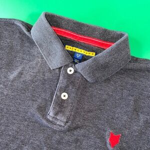 Prince & Fox‎ Mens Long Sleeve Polo Shirt Red Fox Logo Medium Gray
